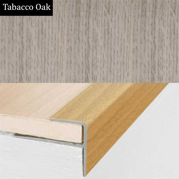 15mm x 22mm Aluminium Push-In Wood Effect Stair Nosing Edge Trim 