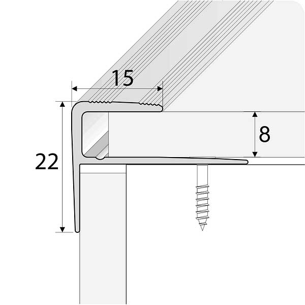 15mm x 22mm Aluminium Push-In Wood Effect Stair Nosing Edge Trim 