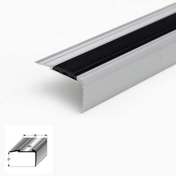 1m Aluminium Stair Nosing Edge Trim with Anti-Slip Surface