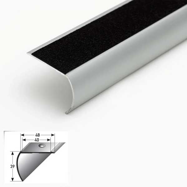 1m Aluminium Stair Nosing Edge Trim with Anti-Slip Surface