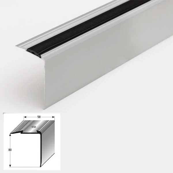 1m Aluminium Stair Nosing Edge Trim with Anti-Slip Surface
