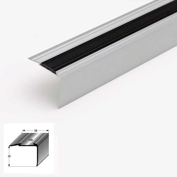 1m Aluminium Stair Nosing Edge Trim with Anti-Slip Surface