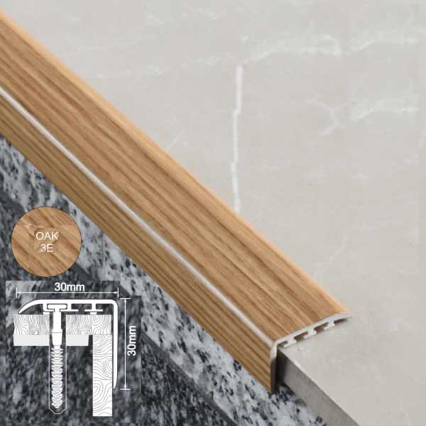 30mm x 30mm Wooden Finish UPVC Stair Nosing for Enhanced Protection