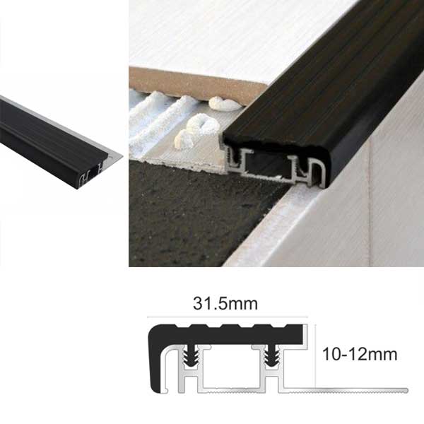 Aluminium Step Edging Nose Trim for Tiles and 12mm Stone Flooring