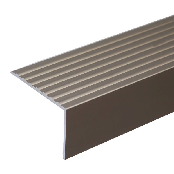 Anodised Aluminium Pre-Drilled Holes Non Slip Stair Nosing Edge Trim 