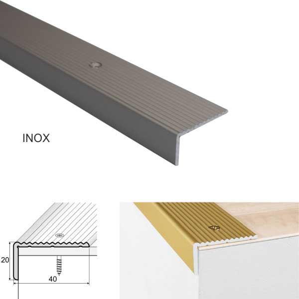 Anti-Slip Aluminum Stairs Nosing For Wooden Treads with Simply Drill Holes