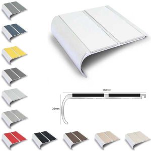 Bullnose Non Slip Commercial Stair Nosing 100mm x 39mm PVC Insert 