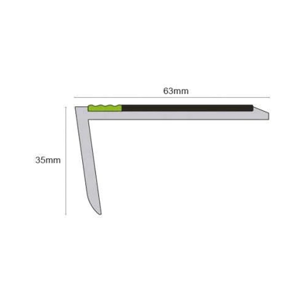Heavy Duty 63mm × 35mm PVC Tredsafe Non-Slip Commercial Stair Nosing