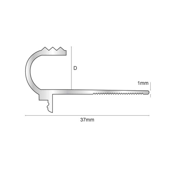 Bullnose Tile-In Matt Silver in 10mm & 12mm 